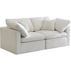 Meridian Furniture Plush Velvet Standard Cloud Modular Down Filled Overstuffed 70 Sofa - Cream - Sofas