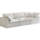 Meridian Furniture Plush Velvet Standard Cloud Modular Down Filled Overstuffed 105 Sofa - Cream - Sofas