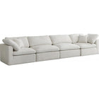 Meridian Furniture Plush Velvet Standard Cloud Modular Down Filled Overstuffed 140 Sofa - Cream - Sofas