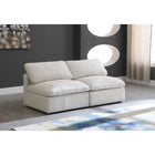Meridian Furniture Plush Velvet Standard Cloud Modular Down Filled Overstuffed 70 Armless Sofa - Sofas