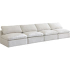Meridian Furniture Plush Velvet Standard Cloud Modular Down Filled Overstuffed 140 Armless Sofa - Cream - Sofas