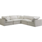 Meridian Furniture Plush Velvet Standard Cloud Modular Down Filled Overstuffed Reversible Sectional 5C - Cream - Living Room Furniture