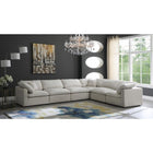 Meridian Furniture Plush Velvet Standard Cloud Modular Down Filled Overstuffed Reversible Sectional 6A - Living Room Furniture