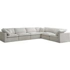 Meridian Furniture Plush Velvet Standard Cloud Modular Down Filled Overstuffed Reversible Sectional 6A - Cream - Living Room Furniture