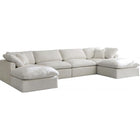 Meridian Furniture Plush Velvet Standard Cloud Modular Down Filled Overstuffed Reversible Sectional 6B - Cream - Living Room Furniture