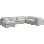 Meridian Furniture Plush Velvet Standard Cloud Modular Down Filled Overstuffed Reversible Sectional 7A - Cream - Living Room Furniture