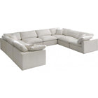 Meridian Furniture Plush Velvet Standard Cloud Modular Down Filled Overstuffed Reversible Sectional 8A - Cream - Living Room Furniture