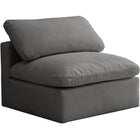 Meridian Furniture Plush Velvet Standard Cloud Modular Down Filled Overstuffed Armless Chair - Grey - Chairs
