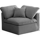 Meridian Furniture Plush Velvet Standard Cloud Modular Down Filled Overstuffed Corner Chair - Grey - Chairs