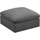 Meridian Furniture Plush Velvet Standard Cloud Modular Down Filled Overstuffed Ottoman - Grey - Ottomans