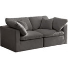Meridian Furniture Plush Velvet Standard Cloud Modular Down Filled Overstuffed 70 Sofa - Grey - Sofas