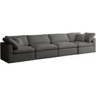 Meridian Furniture Plush Velvet Standard Cloud Modular Down Filled Overstuffed 140 Sofa - Grey - Sofas