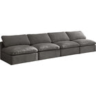 Meridian Furniture Plush Velvet Standard Cloud Modular Down Filled Overstuffed 140 Armless Sofa - Grey - Sofas