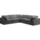 Meridian Furniture Plush Velvet Standard Cloud Modular Down Filled Overstuffed Reversible Sectional 5C - Grey - Living Room Furniture