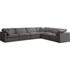 Meridian Furniture Plush Velvet Standard Cloud Modular Down Filled Overstuffed Reversible Sectional 6A - Grey - Living Room Furniture