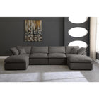 Meridian Furniture Plush Velvet Standard Cloud Modular Down Filled Overstuffed Reversible Sectional 6B - Living Room Furniture