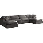 Meridian Furniture Plush Velvet Standard Cloud Modular Down Filled Overstuffed Reversible Sectional 6B - Grey - Living Room Furniture