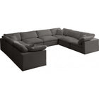 Meridian Furniture Plush Velvet Standard Cloud Modular Down Filled Overstuffed Reversible Sectional 8A - Grey - Living Room Furniture
