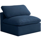 Meridian Furniture Plush Velvet Standard Cloud Modular Down Filled Overstuffed Armless Chair - Navy - Chairs