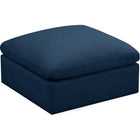 Meridian Furniture Plush Velvet Standard Cloud Modular Down Filled Overstuffed Ottoman - Navy - Ottomans