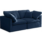Meridian Furniture Plush Velvet Standard Cloud Modular Down Filled Overstuffed 70 Sofa - Navy - Sofas