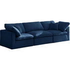Meridian Furniture Plush Velvet Standard Cloud Modular Down Filled Overstuffed 105 Sofa - Navy - Sofas