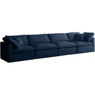 Meridian Furniture Plush Velvet Standard Cloud Modular Down Filled Overstuffed 140 Sofa - Navy - Sofas