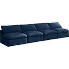 Meridian Furniture Plush Velvet Standard Cloud Modular Down Filled Overstuffed 140 Armless Sofa - Navy - Sofas