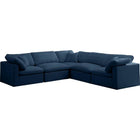 Meridian Furniture Plush Velvet Standard Cloud Modular Down Filled Overstuffed Reversible Sectional 5C - Navy - Living Room Furniture