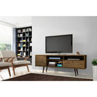 Manhattan Comfort Liberty 70.86 Mid Century - Modern TV Stand with 4 Shelving Spaces and 1 Drawer - Rustic Brown - TV Stands