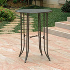 International Caravan Mandalay Iron Bar Height Round Table - Rustic Brown - Outdoor Furniture