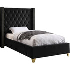 Meridian Furniture Barolo Velvet Twin Bed - Black - Bedroom Beds