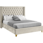 Meridian Furniture Barolo Velvet Queen Bed - Cream - Bedroom Beds