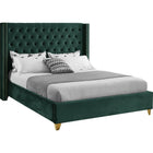 Meridian Furniture Barolo Velvet Queen Bed - Green - Bedroom Beds