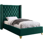 Meridian Furniture Barolo Velvet Twin Bed - Green - Bedroom Beds