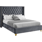 Meridian Furniture Barolo Velvet King Bed - Grey - Bedroom Beds