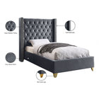Meridian Furniture Barolo Velvet Twin Bed - Bedroom Beds