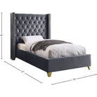 Meridian Furniture Barolo Velvet Twin Bed - Bedroom Beds