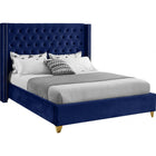 Meridian Furniture Barolo Velvet Queen Bed - Navy - Bedroom Beds