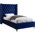 Meridian Furniture Barolo Velvet Twin Bed - Navy - Bedroom Beds