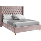 Meridian Furniture Barolo Velvet Queen Bed - Pink - Bedroom Beds