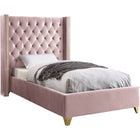 Meridian Furniture Barolo Velvet Twin Bed - Pink - Bedroom Beds