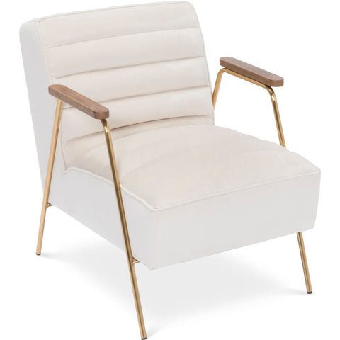 Meridian Furniture Woodford Velvet Accent Chair - Cream - Chairs