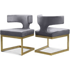 Meridian Furniture Alexandra Velvet Dining Chair - Gold - Grey - Dining Chairs