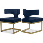 Meridian Furniture Alexandra Velvet Dining Chair - Gold - Navy - Dining Chairs