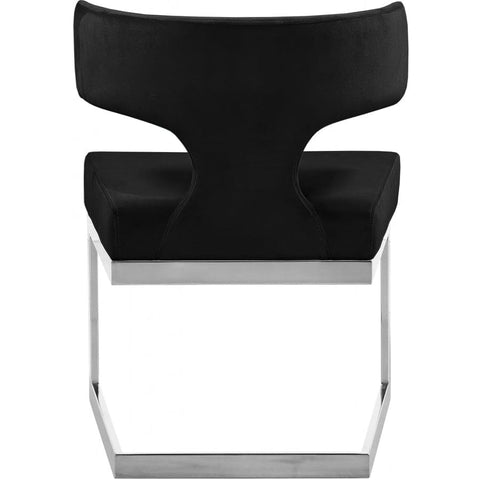 Meridian Furniture Alexandra Velvet Dining Chair - Chrome - Black - Dining Chairs