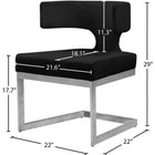 Meridian Furniture Alexandra Velvet Dining Chair - Chrome - Dining Chairs