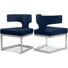 Meridian Furniture Alexandra Velvet Dining Chair - Chrome - Navy - Dining Chairs