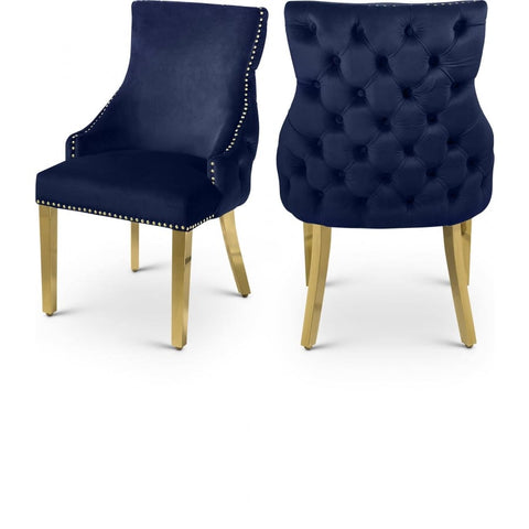 Meridian Furniture Tuft Velvet Dining Chair - Navy - Dining Chairs