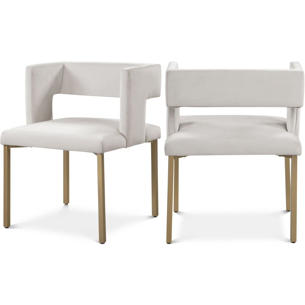 Meridian Furniture Caleb Velvet Dining Chair - Gold - Dining Chairs